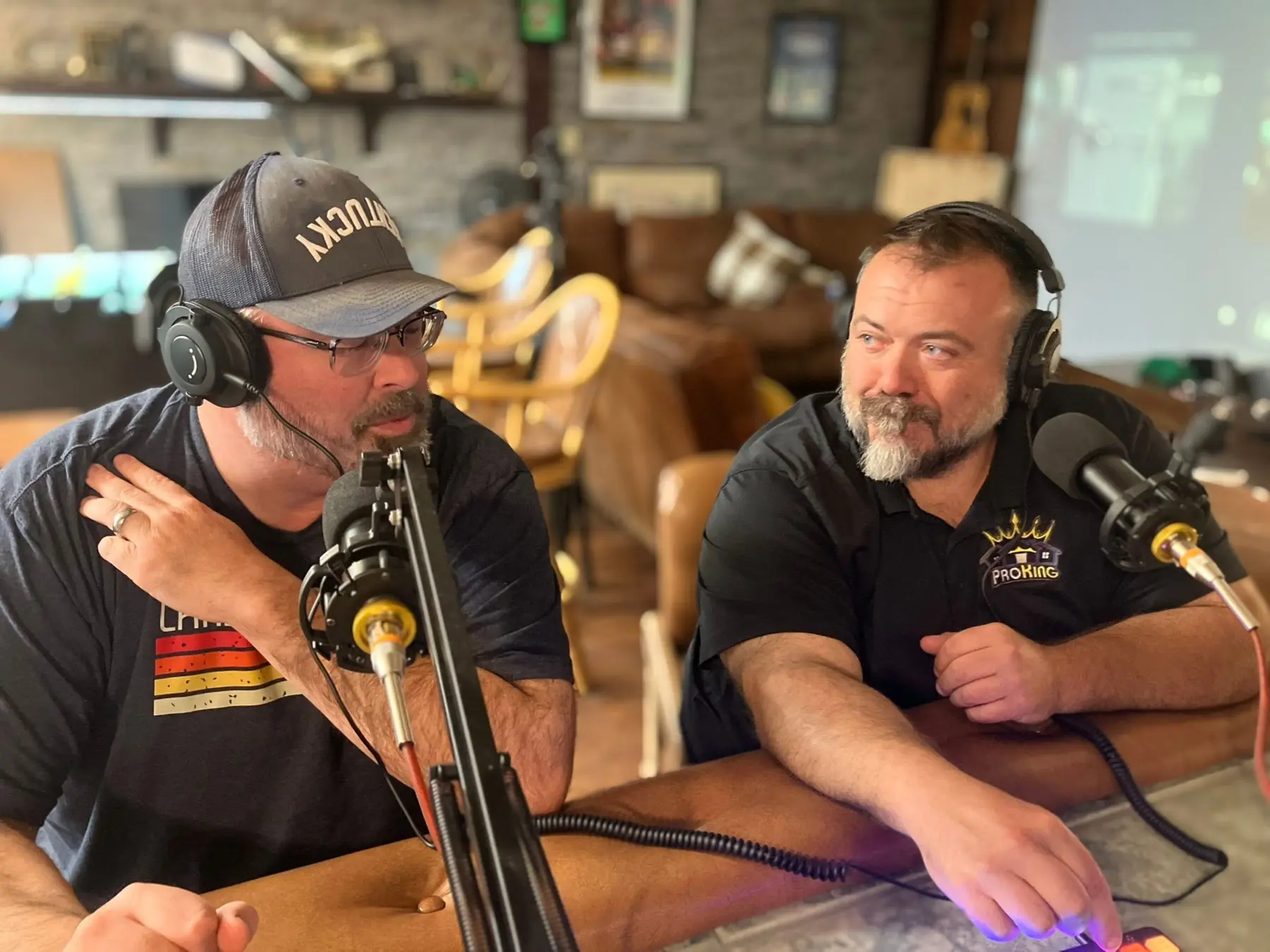 Full Force Foos community members speaking into microphones during a broadcast